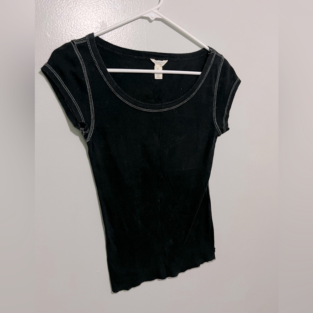 American eagle plain black form fitted tee shirt